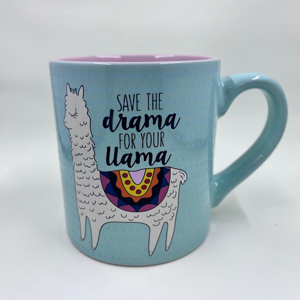 Silver Buffalo "Save the drama for your Llama" Coffee Mug Pastel Ceramic 14 oz
